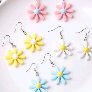 4 Pairs Flowers Design Drop Earrings